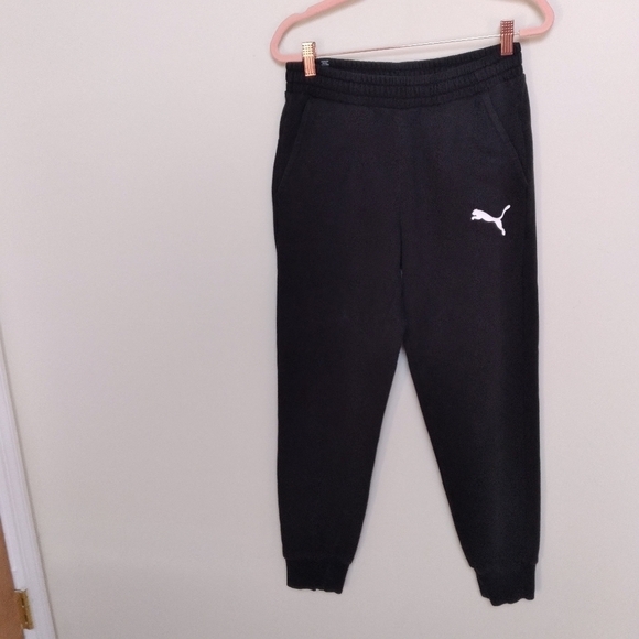 Puma Men's Black Jogger Sweatpants with White Logo Size Small - Picture 1 of 9